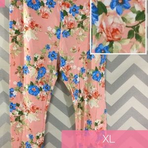 XL peach floral leggings